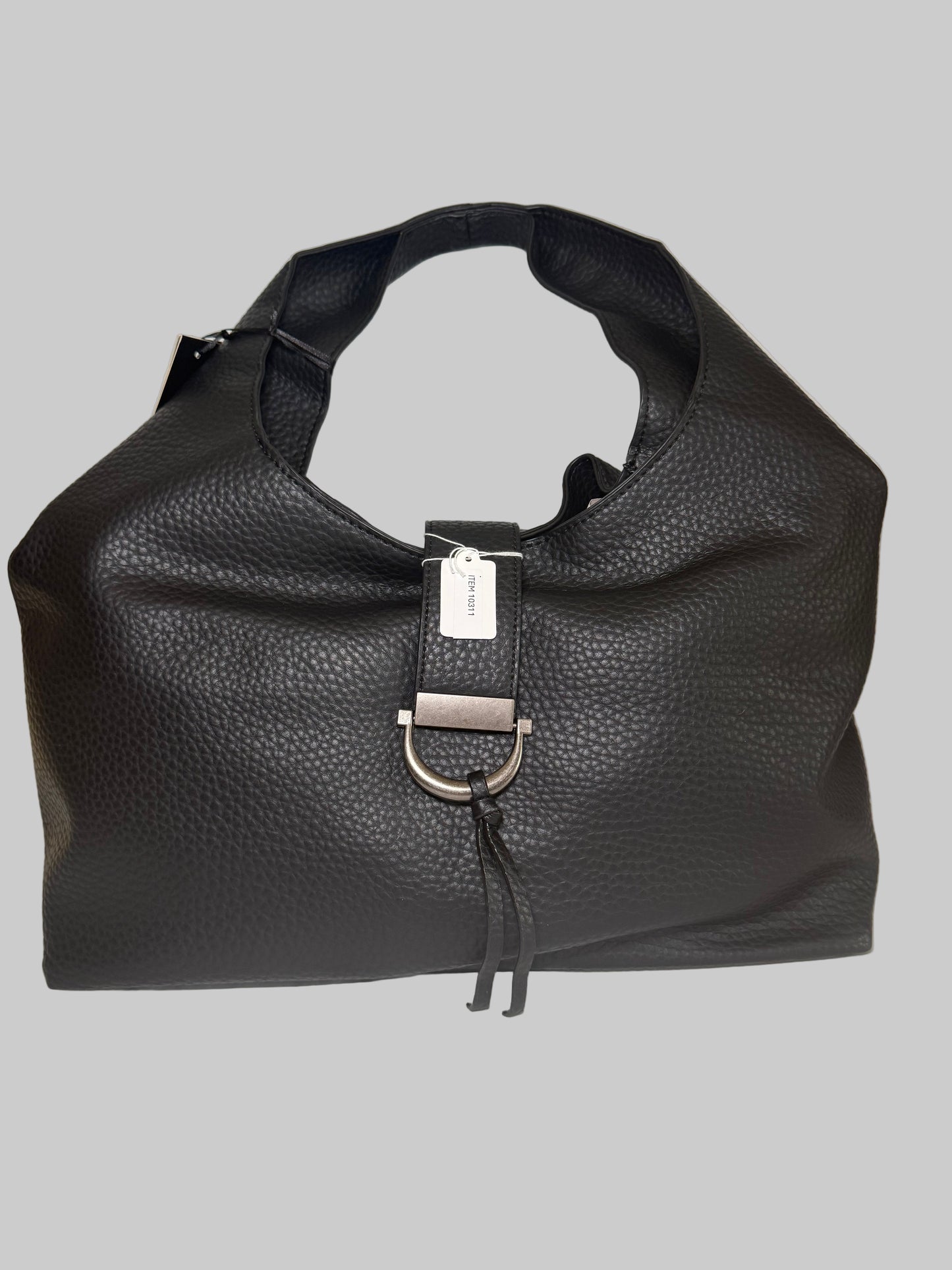Black Faux Leather Hobo Bag