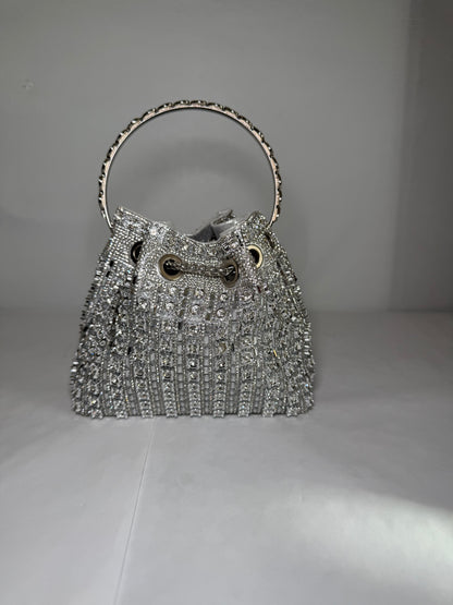 Silver Glitter Evening Bag Clutch Purse