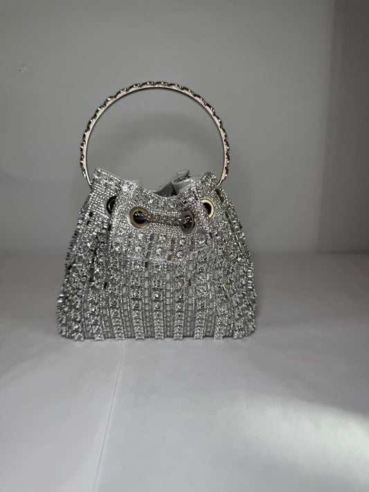 Silver Glitter Evening Bag Clutch Purse