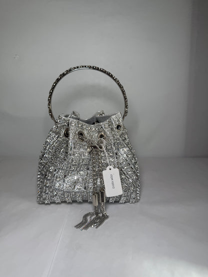 Silver Glitter Evening Bag Clutch Purse