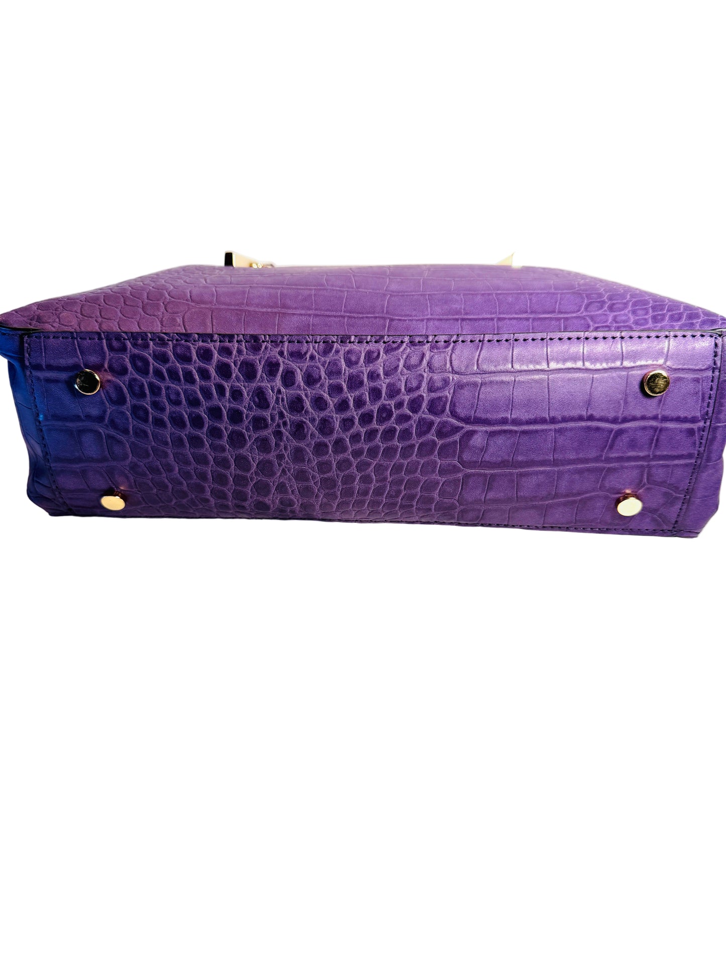 Purple color Faux Leather Tote Handbag from Alfani. Gold tone hardware w/interior zip pockets