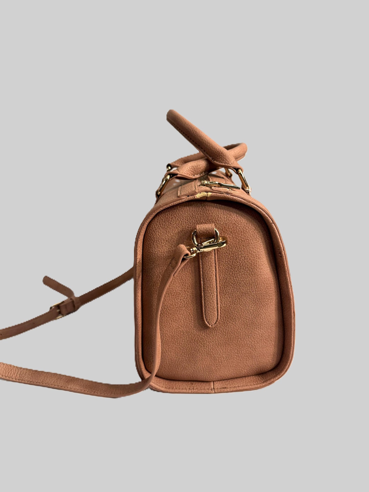 Rose colored Satchel Bag With Long Strap