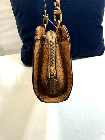 Guess Small Brown Top-Zip Crossbody Sachel Faux Leather Tote/Crossbody Bag