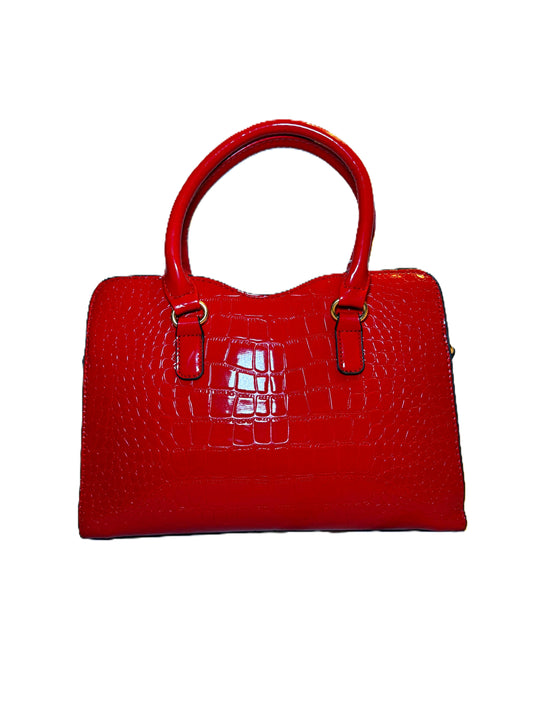 Patent Croc Tote Bag with Bow