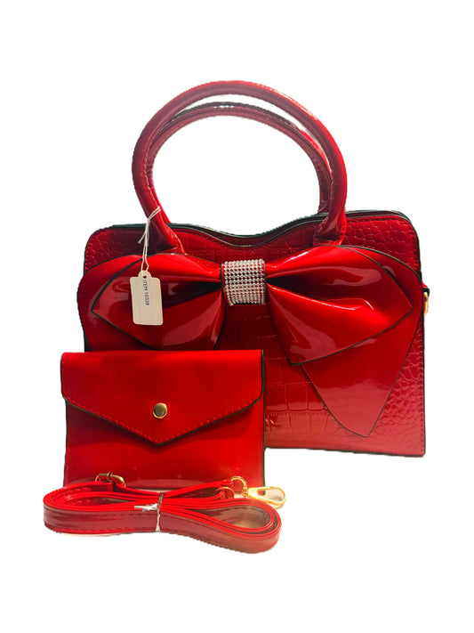 Patent Croc Tote Bag with Bow