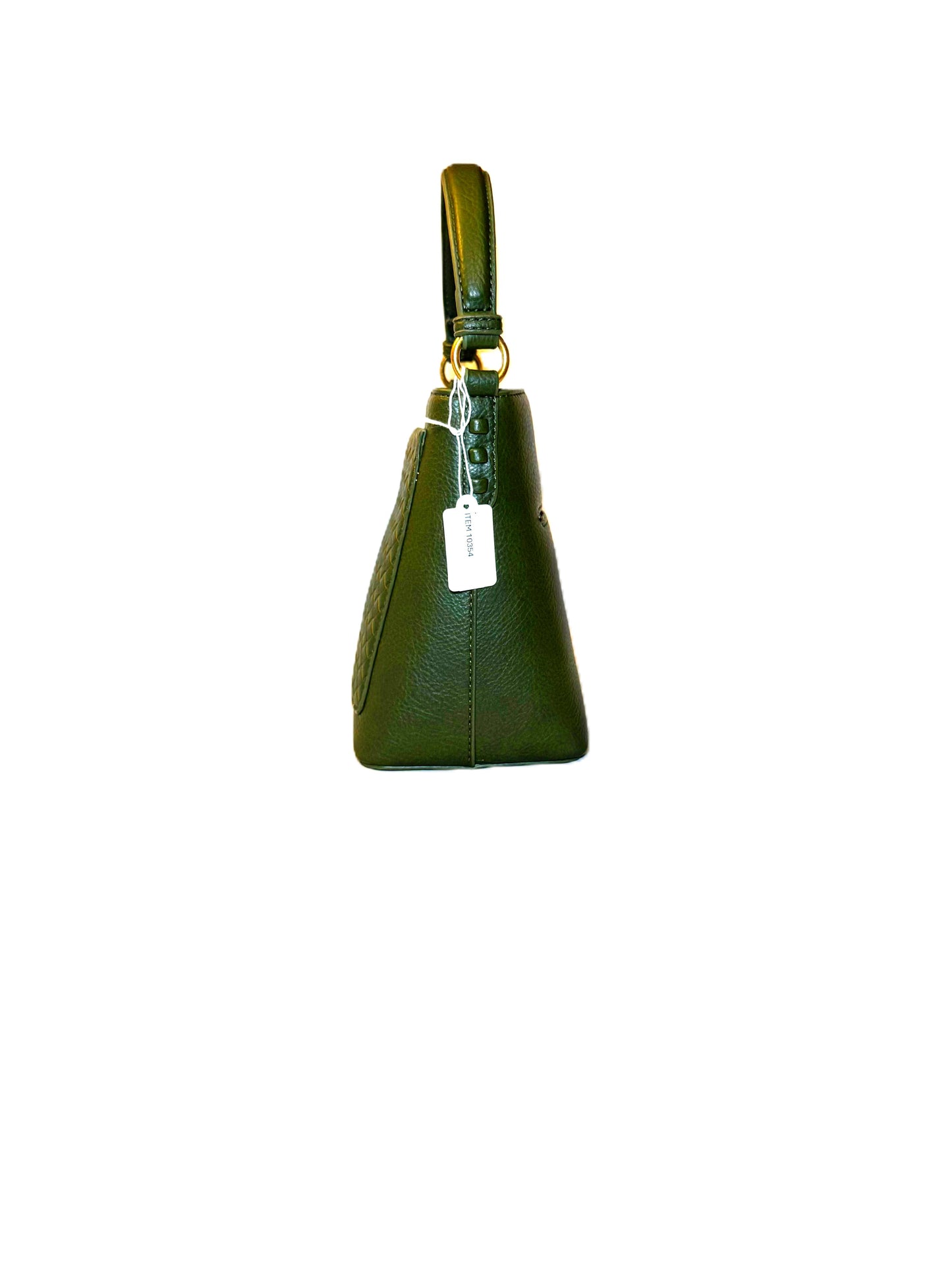 Green Mini Woven Bucket Bag