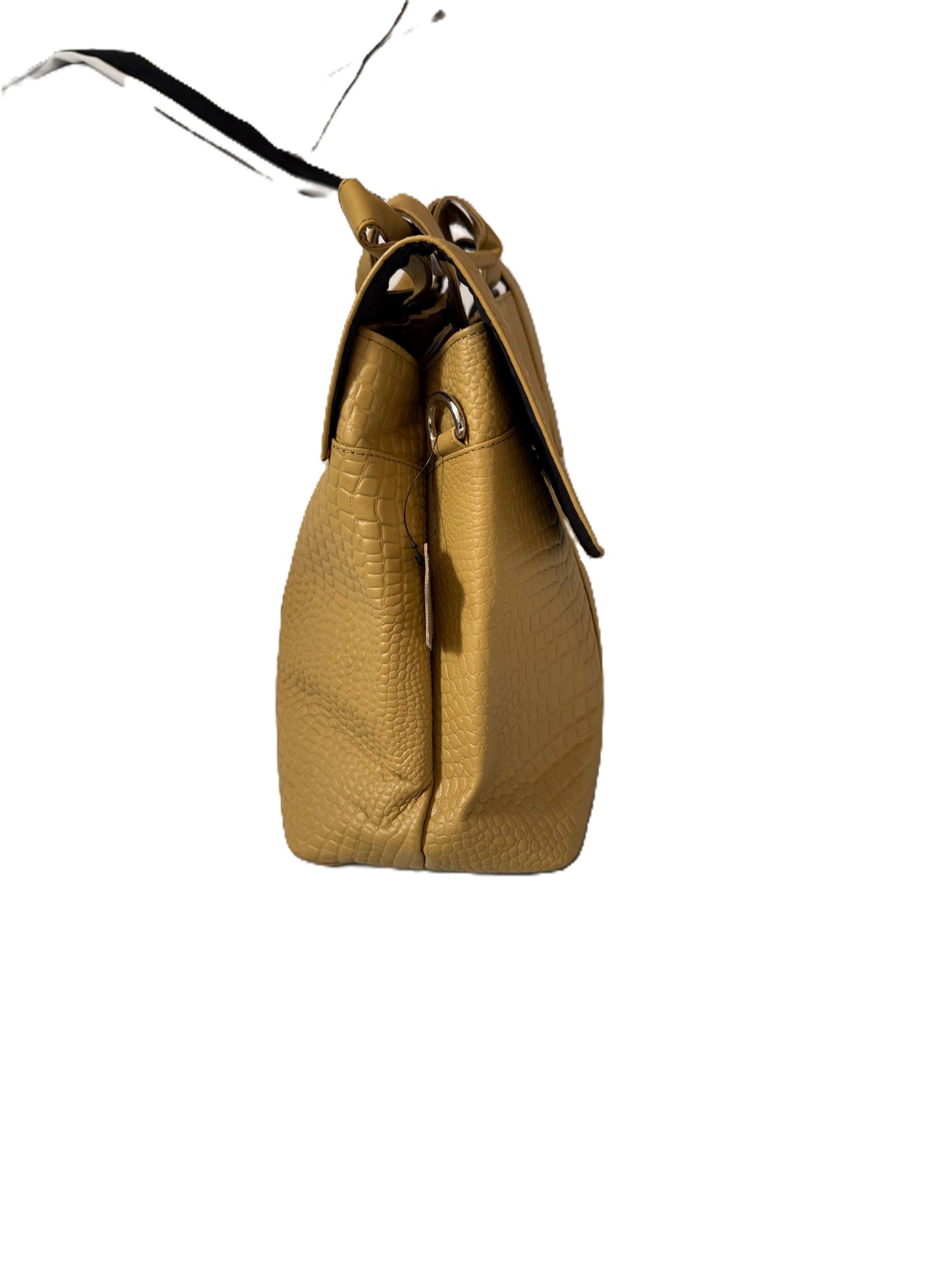 Tan Genuine Leather Croco Embossed Shoulder Bag