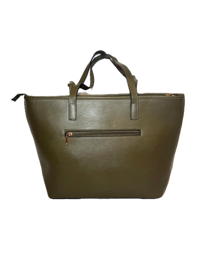 Olive Green Quilted Nylon Tote Bag