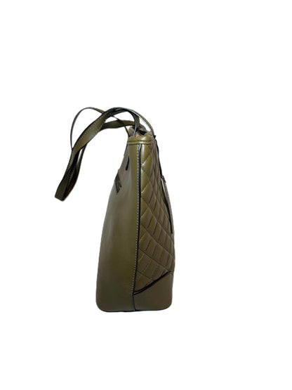 Olive Green Quilted Nylon Tote Bag