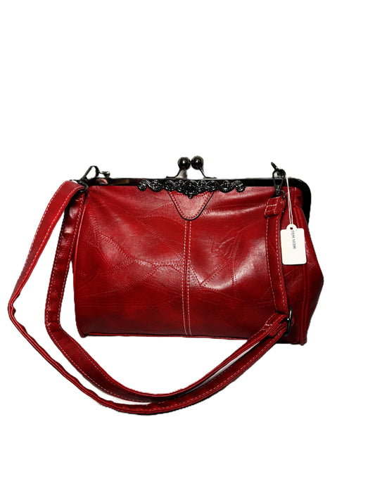 Kiss Lock Top Handle Satchel Purse 