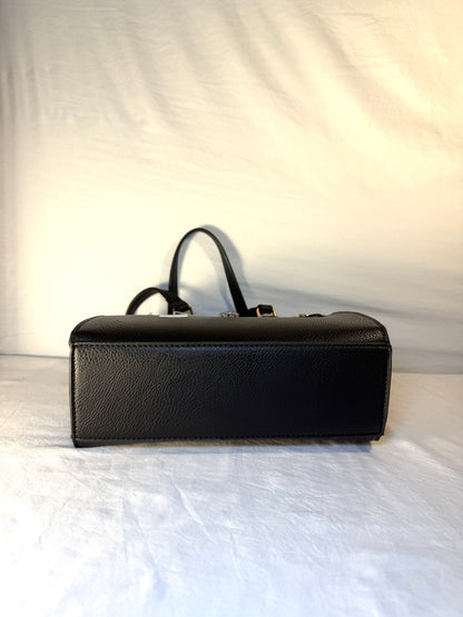 Black Satchel Concealed Carry Bag with Adjustable Shoulder Strap. Premium Faux Leather.