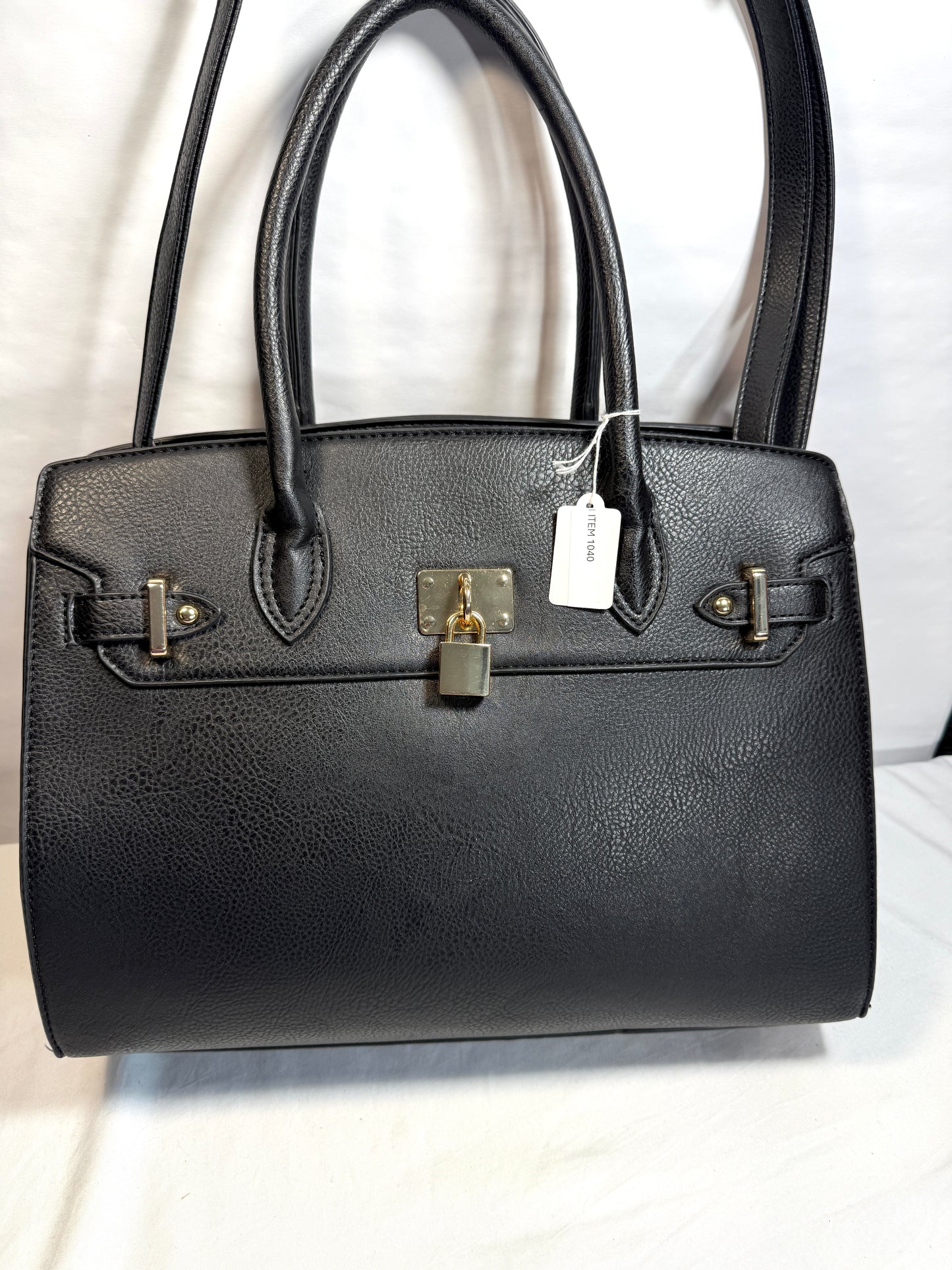 Black Satchel Concealed Carry Bag with Adjustable Shoulder Strap. Premium Faux Leather.