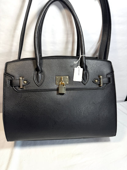 Black Satchel Concealed Carry Bag with Adjustable Shoulder Strap. Premium Faux Leather.