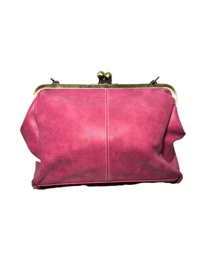 Kiss Lock Top Handle Pink Satchel Purse 