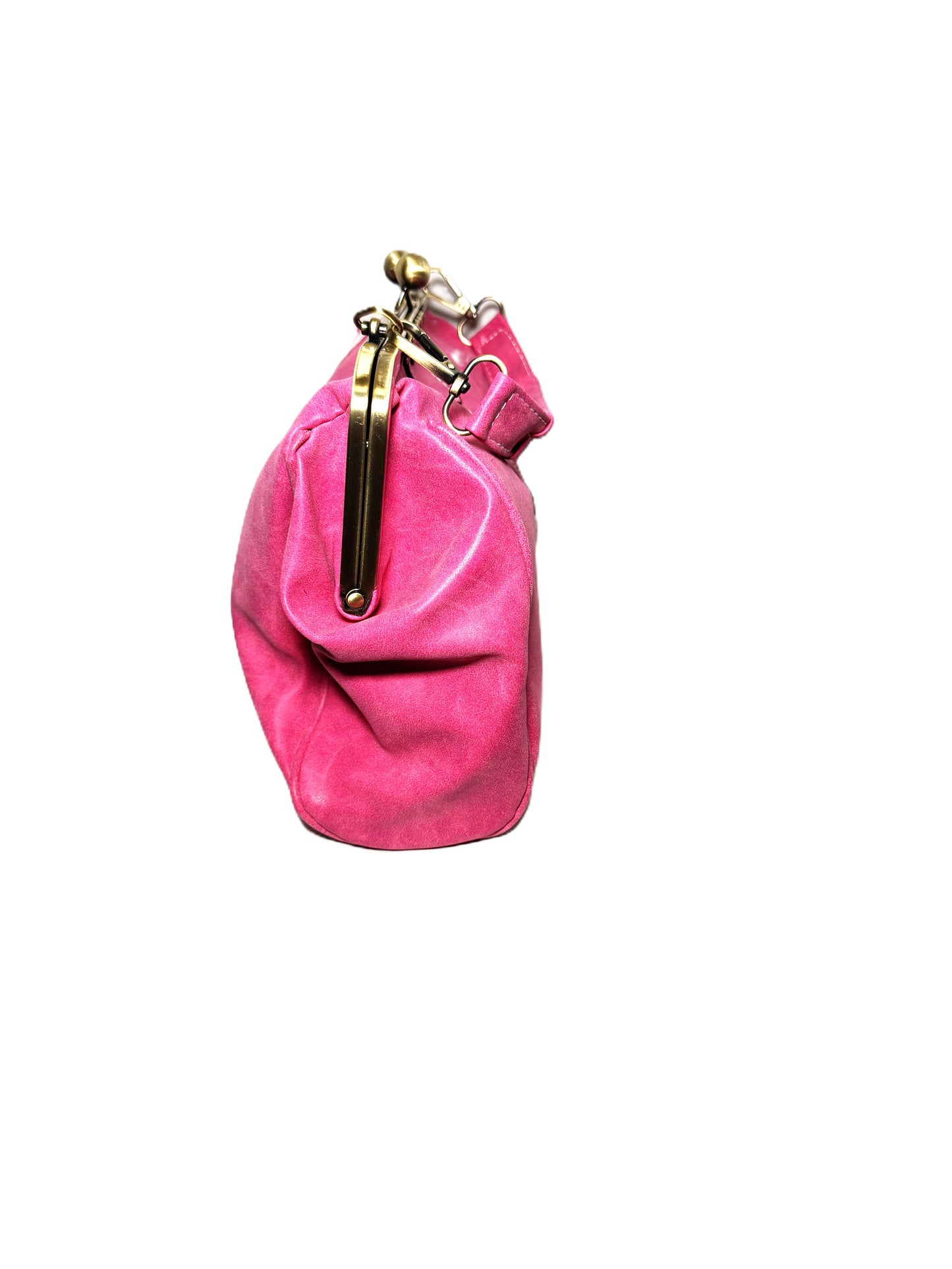 Kiss Lock Top Handle Pink Satchel Purse 