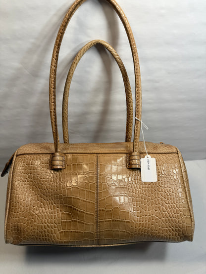 Pre-owned Tan Pencil Case Croc Leather Tote.