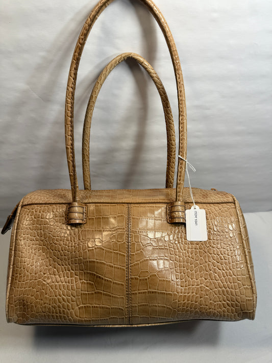 Pre-owned Tan Pencil Case Croc Leather Tote.