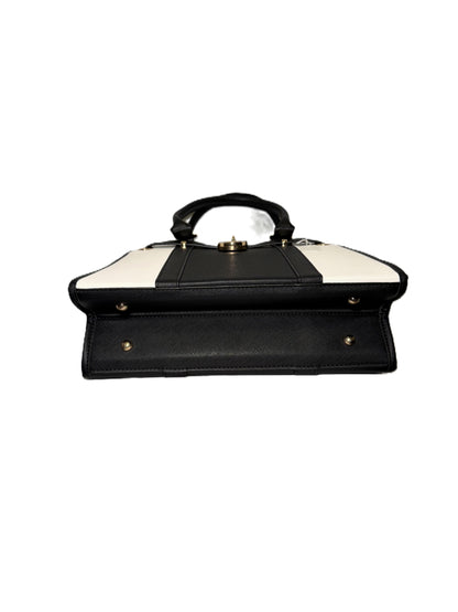 Two Toned Black/White Shoulder Bag/ Top Handle Work Satchel