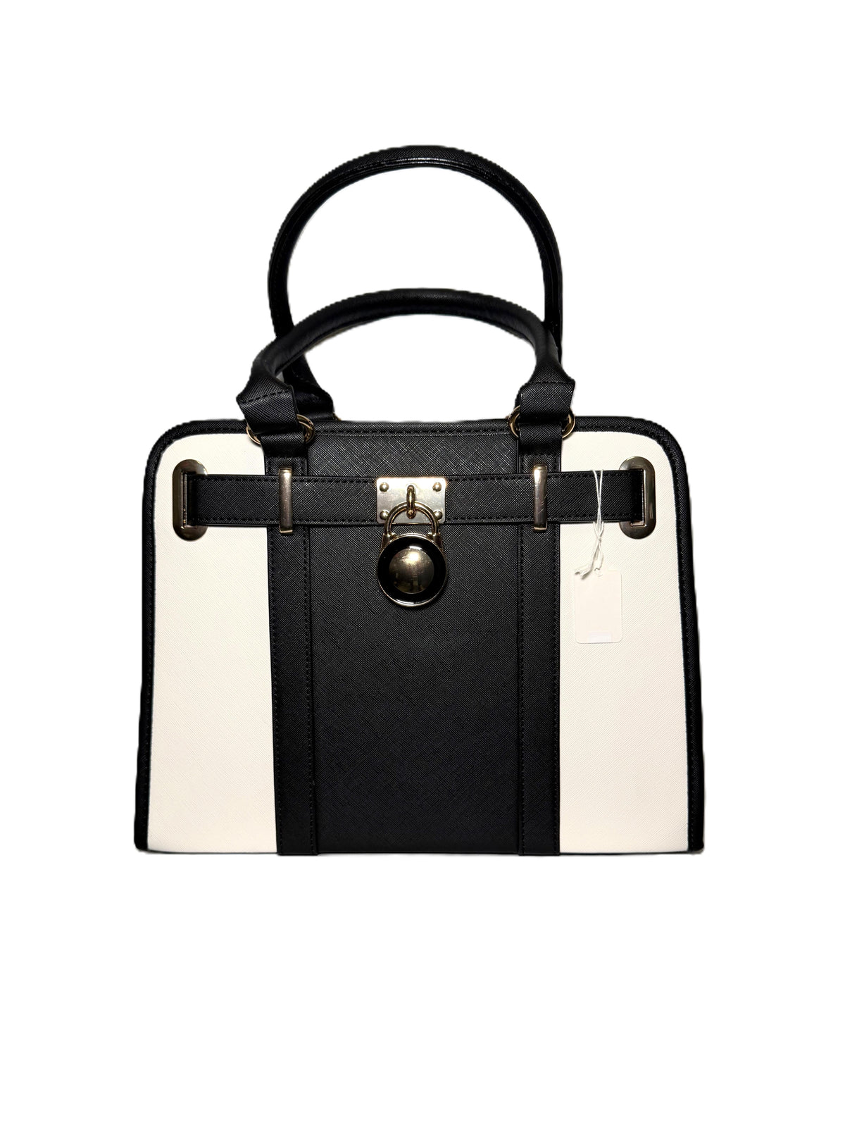 Two Toned Black/White Shoulder Bag/ Top Handle Work Satchel