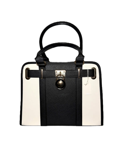 Two Toned Black/White Shoulder Bag/ Top Handle Work Satchel