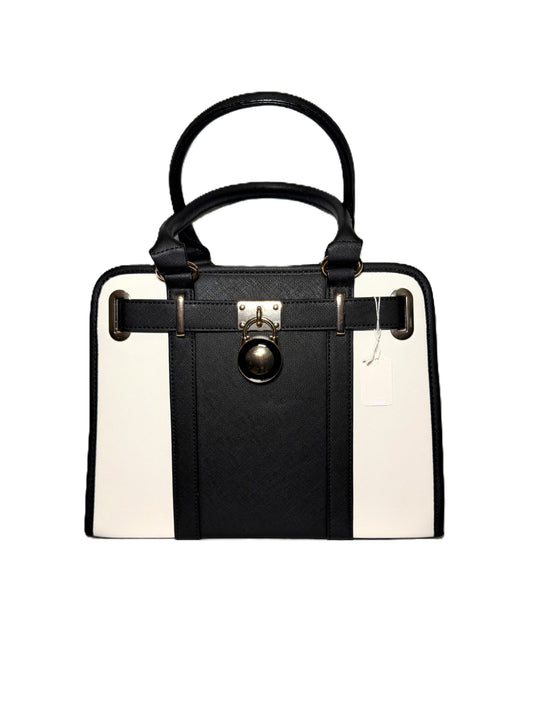 Two Toned Black/White Shoulder Bag/ Top Handle Work Satchel