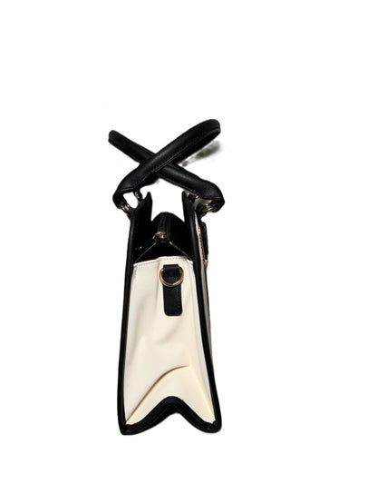 Two Toned Black/White Shoulder Bag/ Top Handle Work Satchel