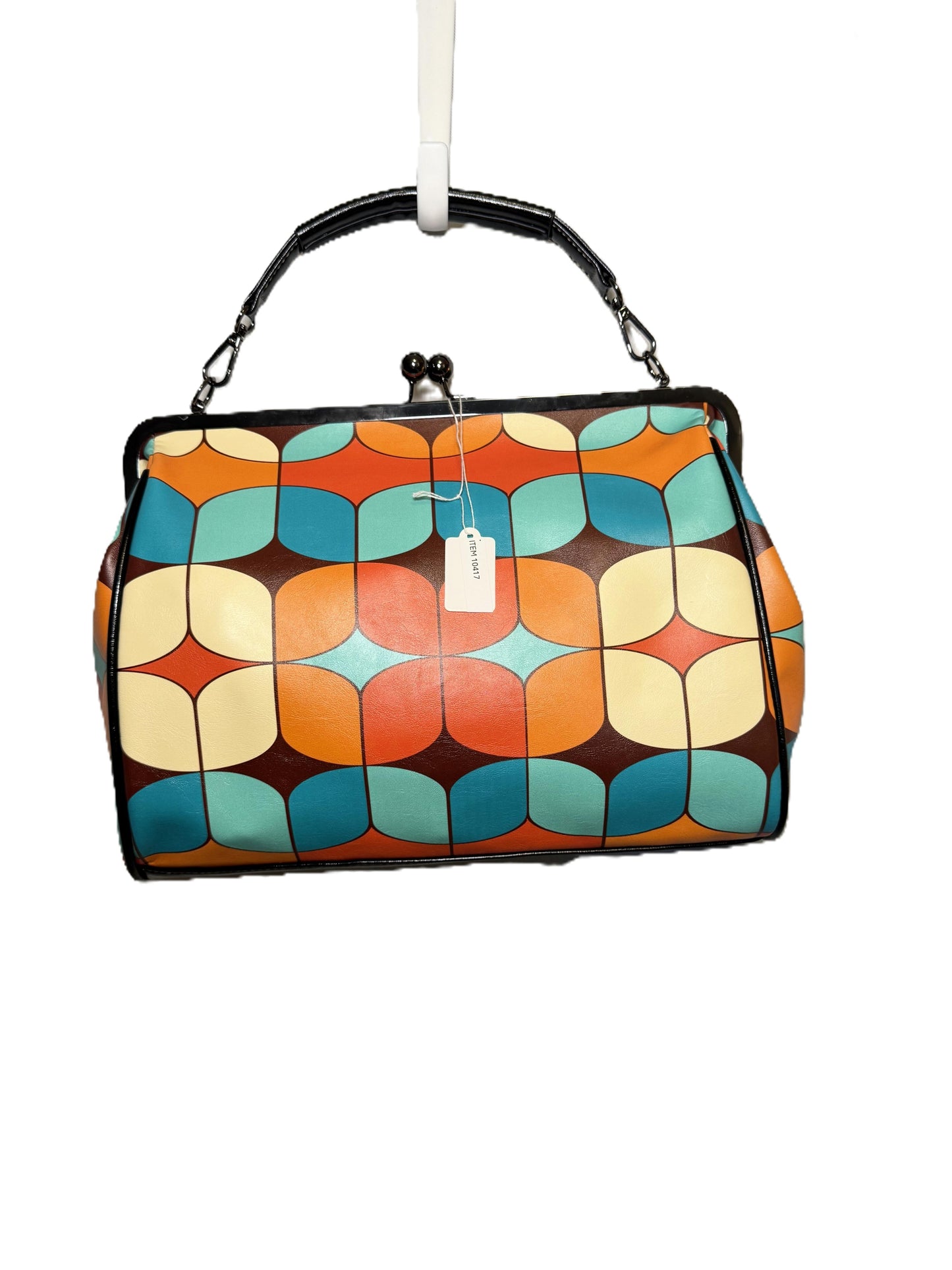Geometric Kiss Lock Crossbody Bag