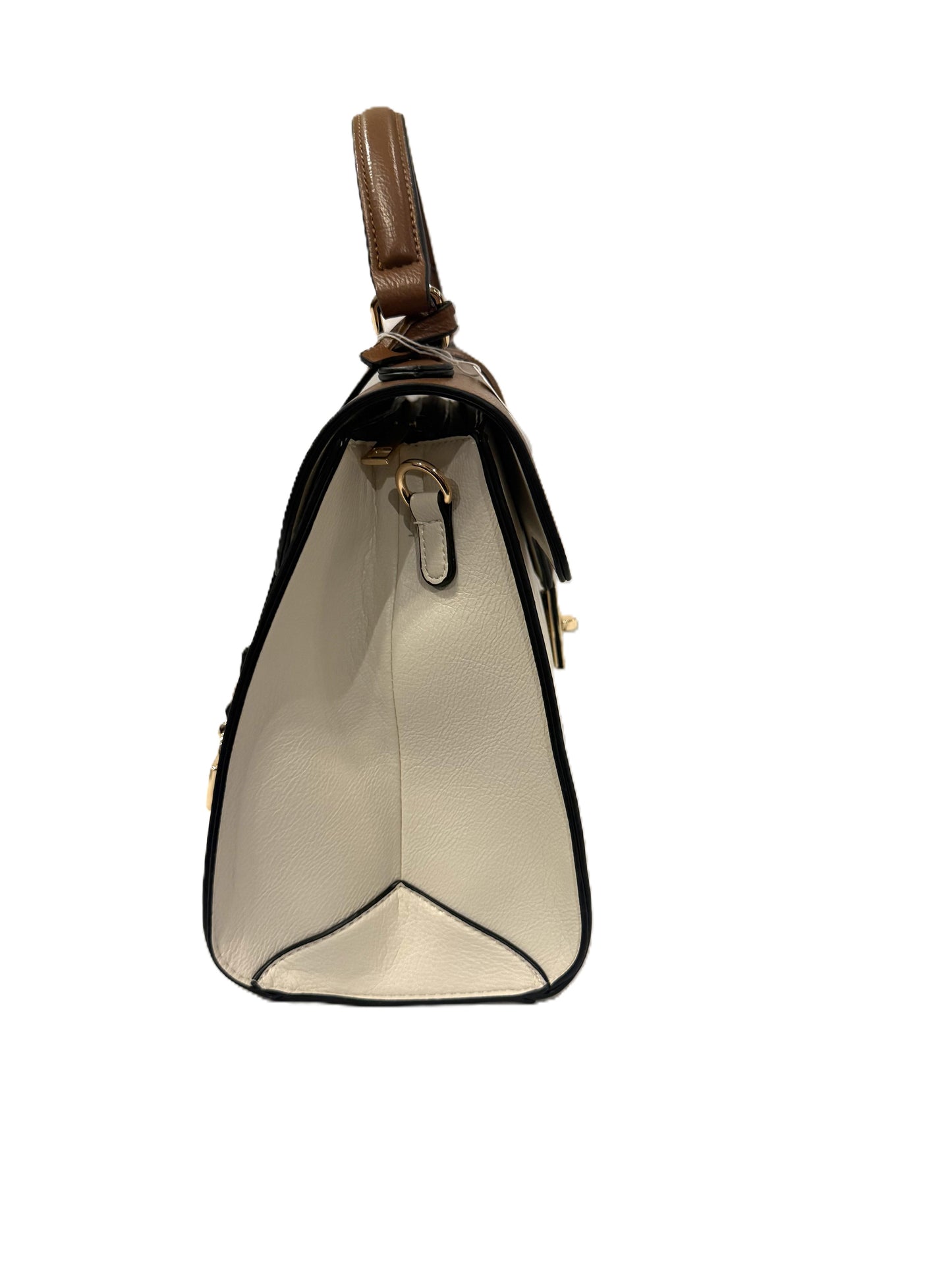 Medium Brown and White Two-Toned Satchel Tote/Shoulder Bag