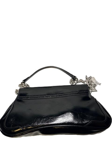 Paris Hilton Black Clutch with Silver Accents