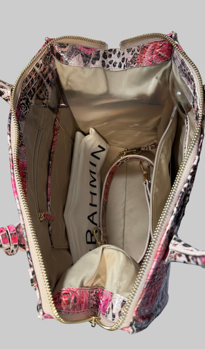 Brahmin  Caroline beautiful leopard print with stunning pink floral design.