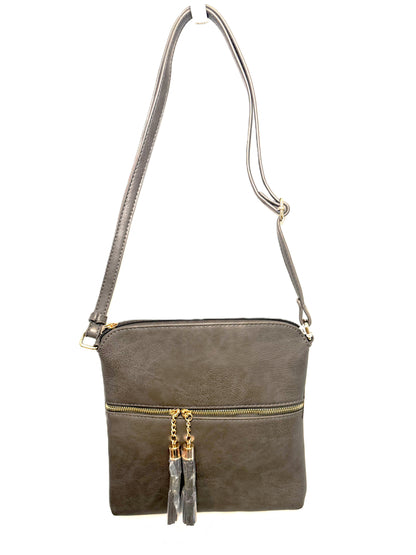 Gray Crossbody Purse W/Tassel (Copy)