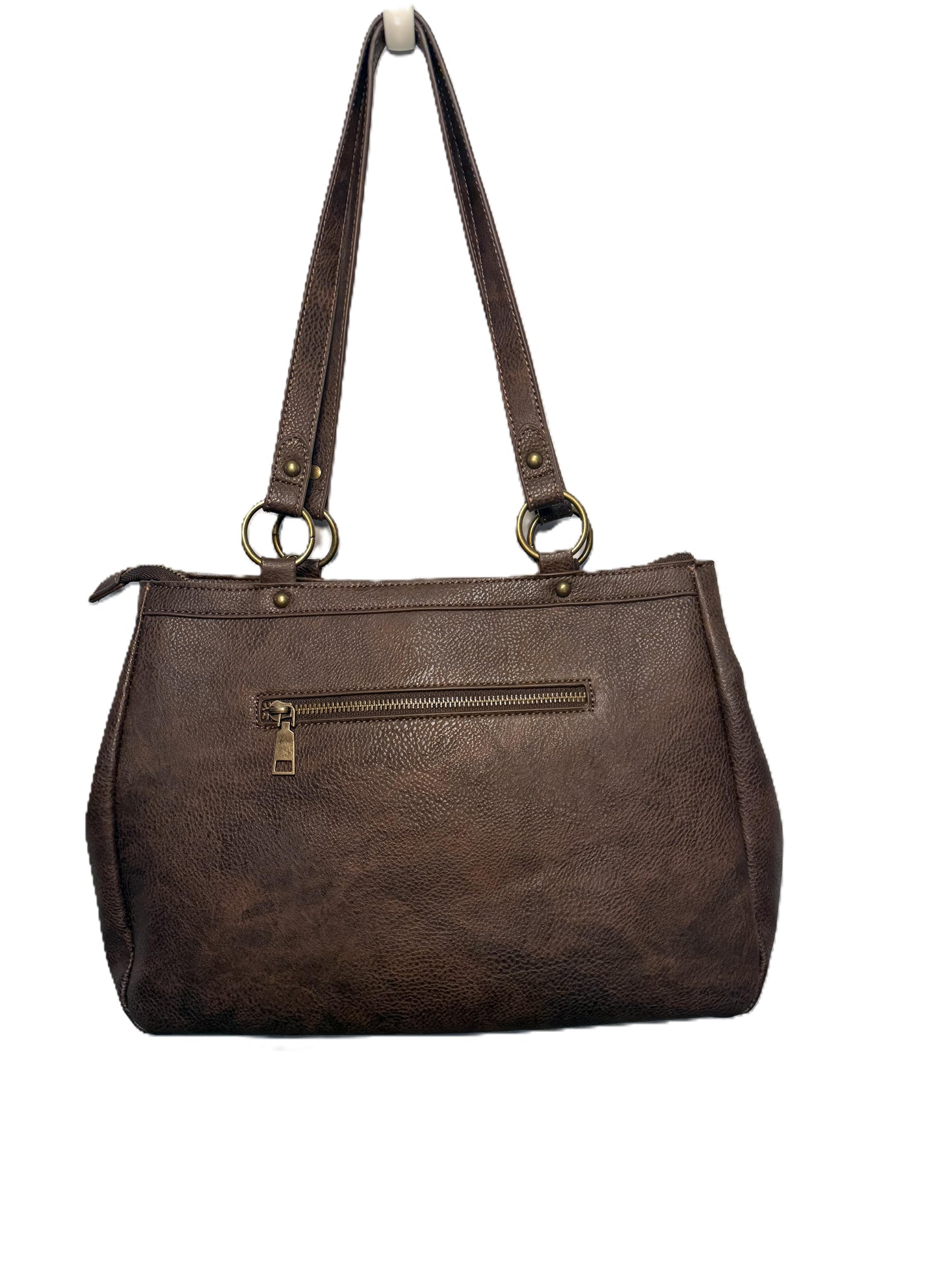 Brown & White Aztec-Print Shoulder Bag