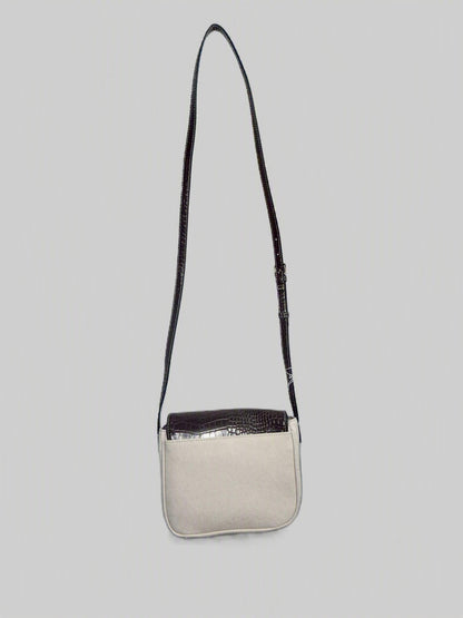Beige and brown embossed Crossbody Handbag