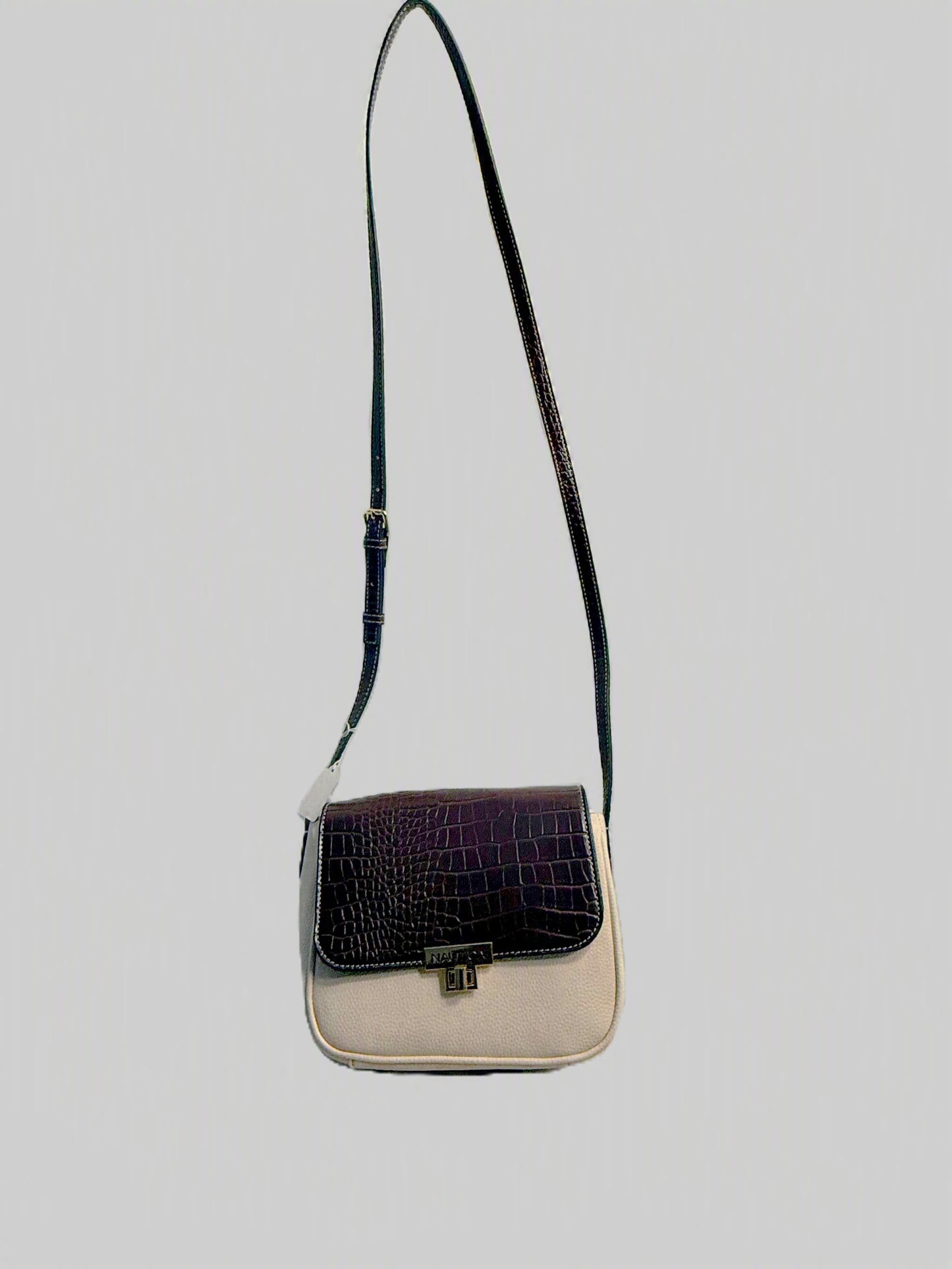 Beige and brown embossed Crossbody Handbag