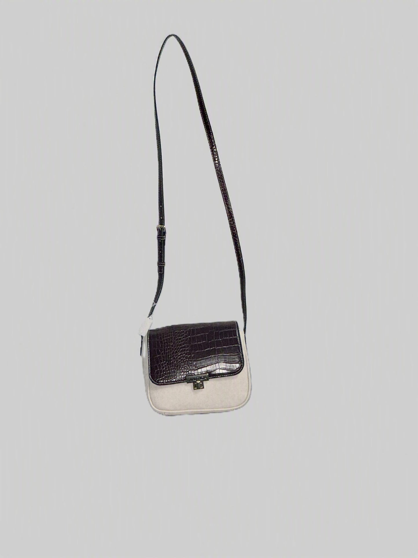 Beige and brown embossed Crossbody Handbag