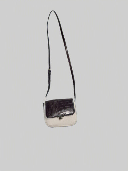 Beige and brown embossed Crossbody Handbag