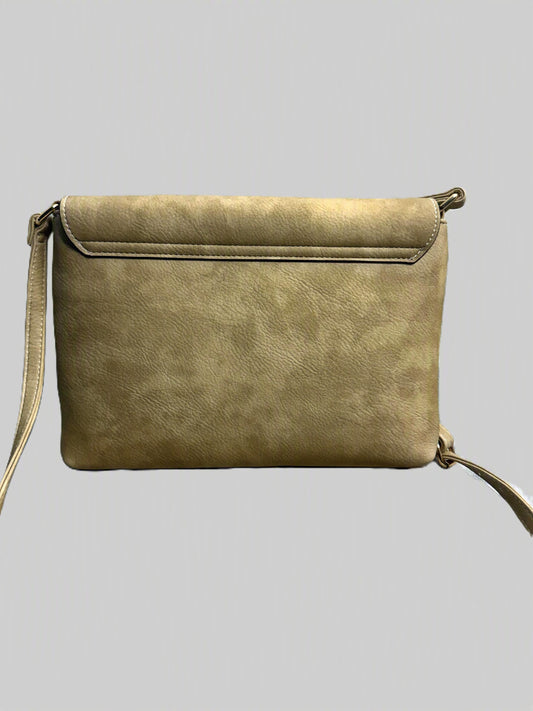 Faux Leather Metal Tab Crossbody
