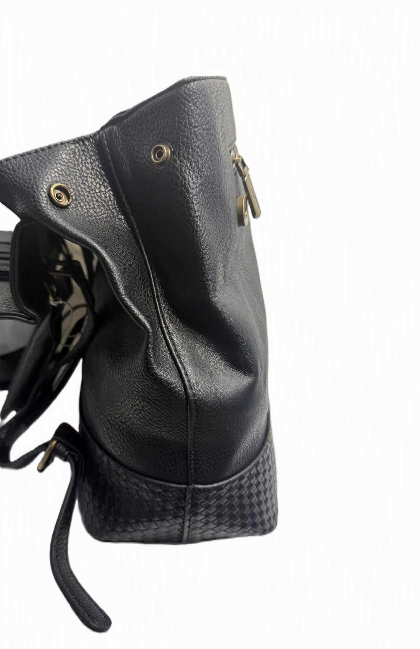 Darcy Marks London Black Leather Embossed Backpack