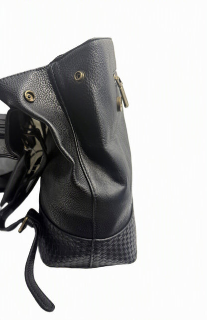 Darcy Marks London Black Leather Embossed Backpack