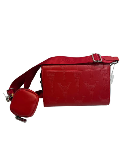 Betsey Johnson Clutch Crossbody Bag Paris Eiffel Embossed Red Pouch