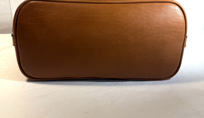 Large Tote Shoulder Bag Cream & Brown Faux Leather