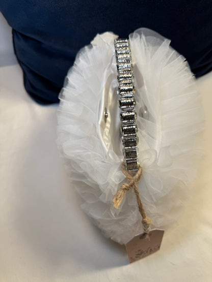 Jewel by Badgley Mischka Delilah Chiffon Ruffle Pouch Clutch Bridal