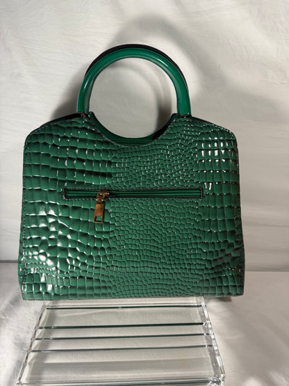 Designer Crocodile Woman Leather Handbag Ladies Green Party Tote 