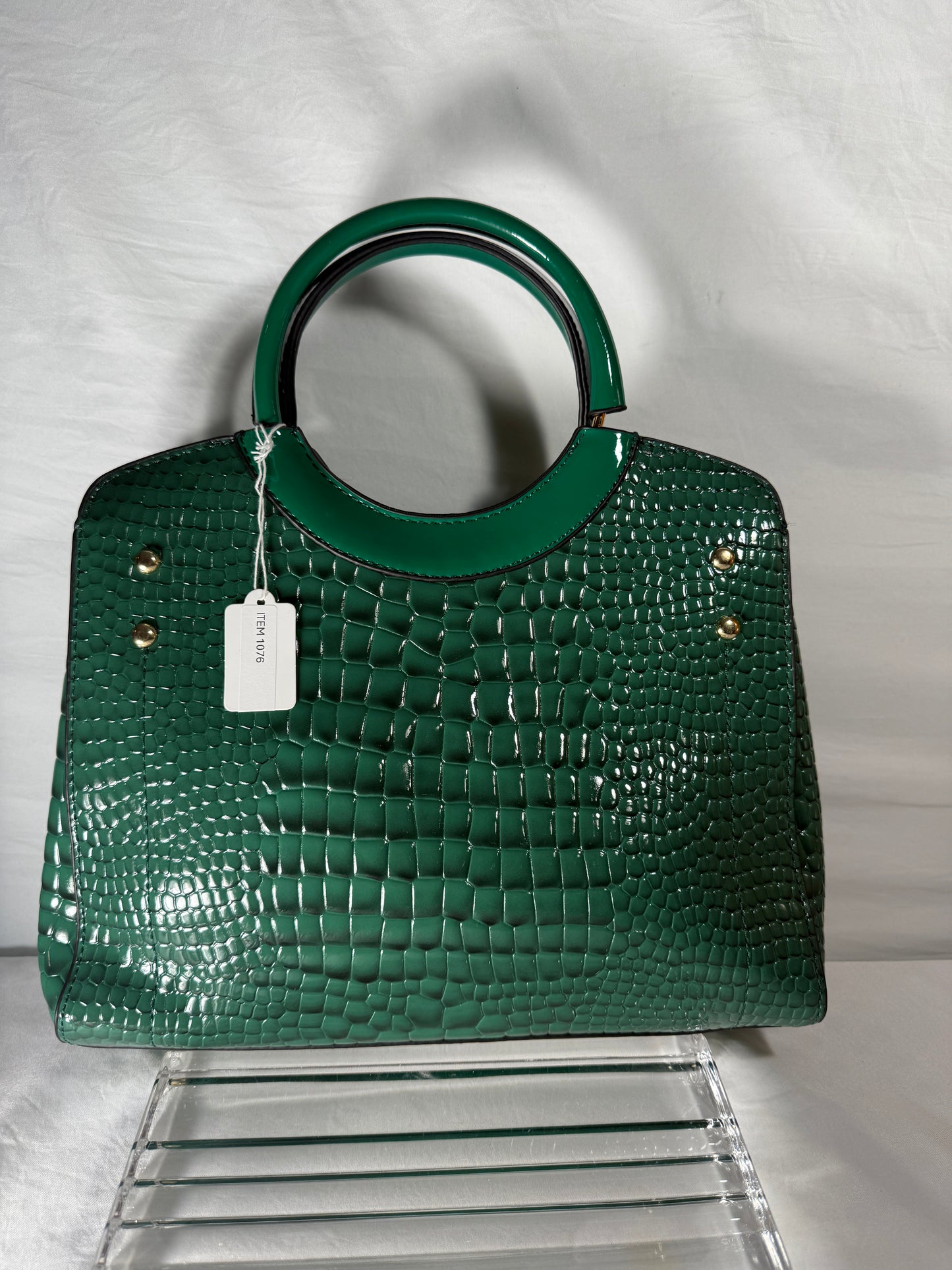 Designer Crocodile Woman Leather Handbag Ladies Green Party Tote 