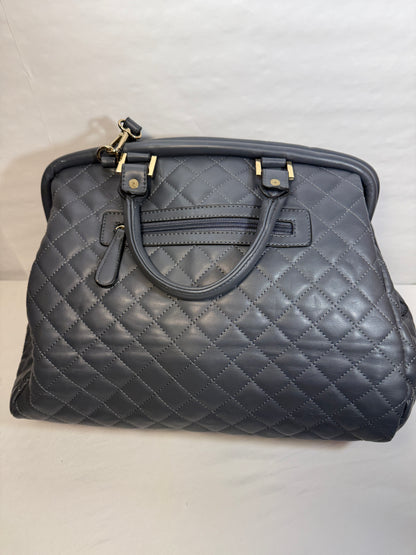 Pre-owned Large Gray Leather Duffle Bag Tote Quilted