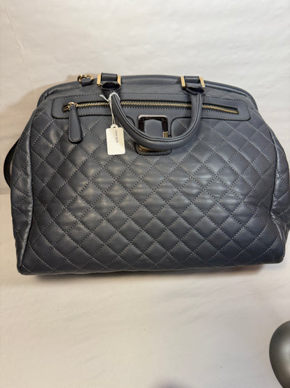 Pre-owned Large Gray Leather Duffle Bag Tote Quilted