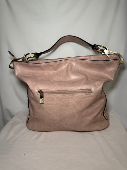 Baby Pink Faux Leather Hobo Shoulder Bag