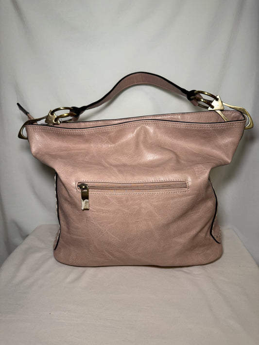 Baby Pink Faux Leather Hobo Shoulder Bag