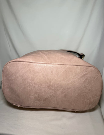 Baby Pink Faux Leather Hobo Shoulder Bag