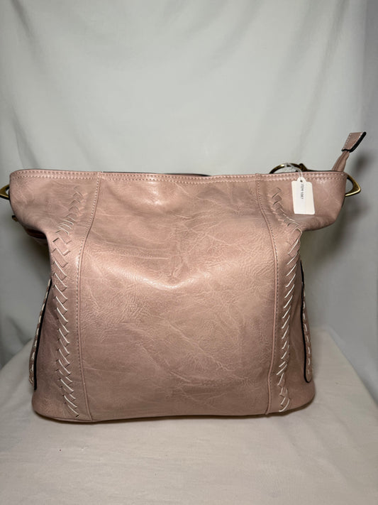 Baby Pink Faux Leather Hobo Shoulder Bag